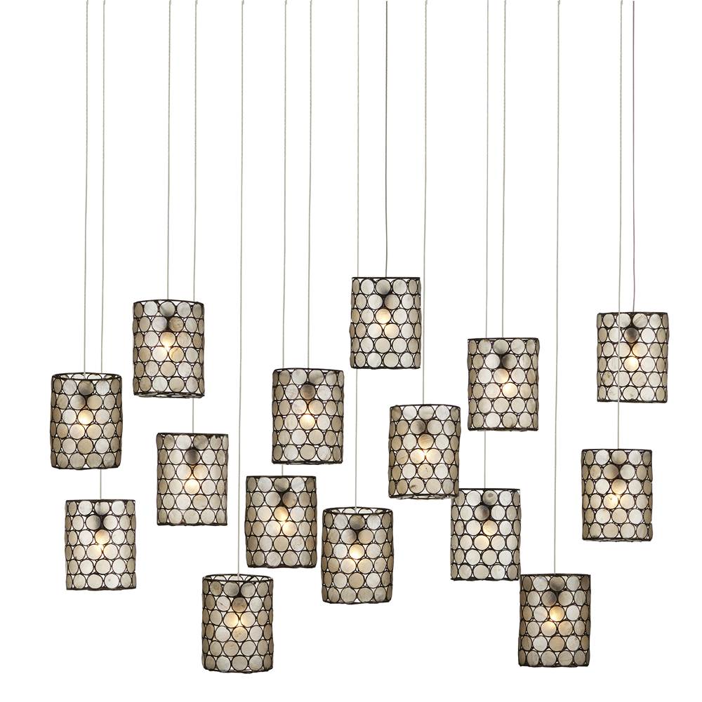 Currey And Company 9000-1051 Cupertino,Silver Regatta Rectangular 15-light Multi-drop Pendant Image 1
