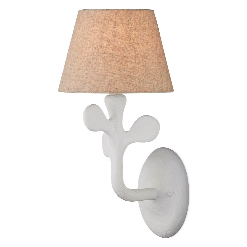 Currey And Company 5000-0240 Gesso White Charny Wall Sconce Image 1