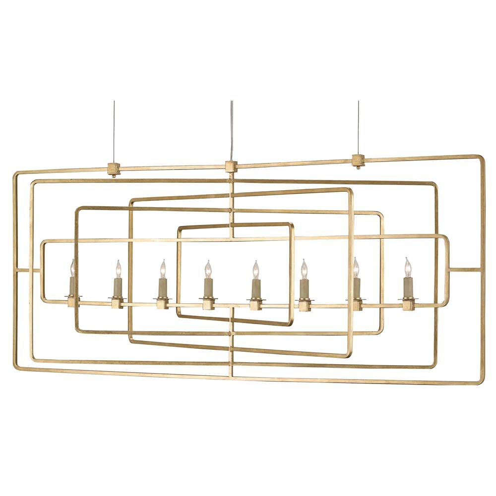 Currey And Company 9542 Contemporary Gold Leaf Metro Gold Rectangular Chandelier Image 1