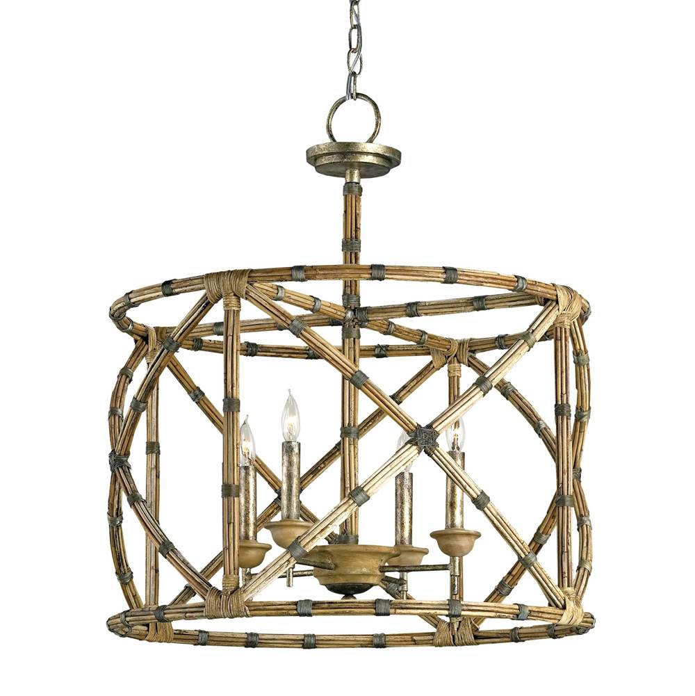 Currey And Company 9694 Pyrite Bronze,Washed Wood,Natural Palm Beach Lantern Image 1