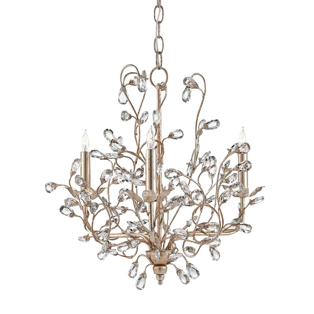 Currey And Company 9974 Silver Granello Crystal Bud Silver Small Chandelier Image 1