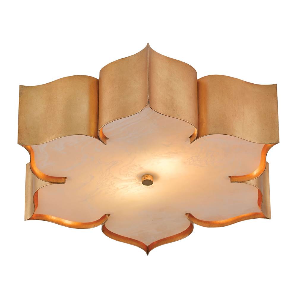Currey And Company 9999-0010 Antique Gold Leaf Grand Lotus Gold Flush Mount Image 1