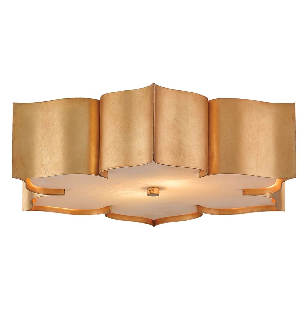 Currey And Company 9999-0010 Antique Gold Leaf Grand Lotus Gold Flush Mount Image 9