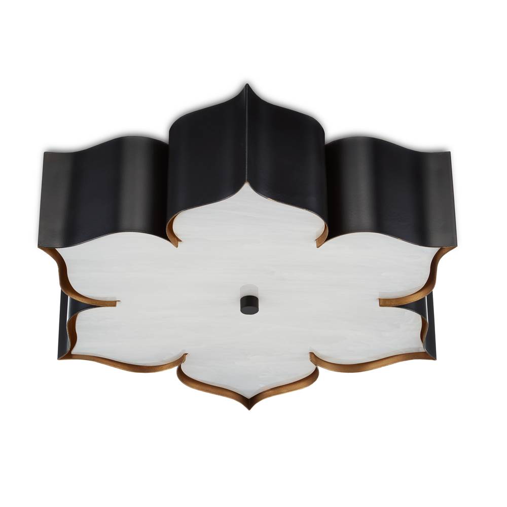 Currey And Company 9999-0060 Satin Black ,Contemporary Gold Leaf Grand Lotus Black Flush Mount Image 2