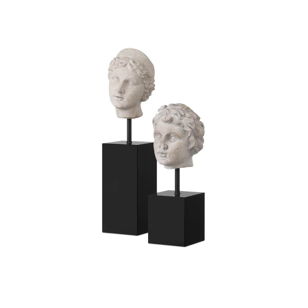 Currey And Company 1200-0932 Beige,Pale Gray,Black Venus Head On Stand Set Of 2 Image 2