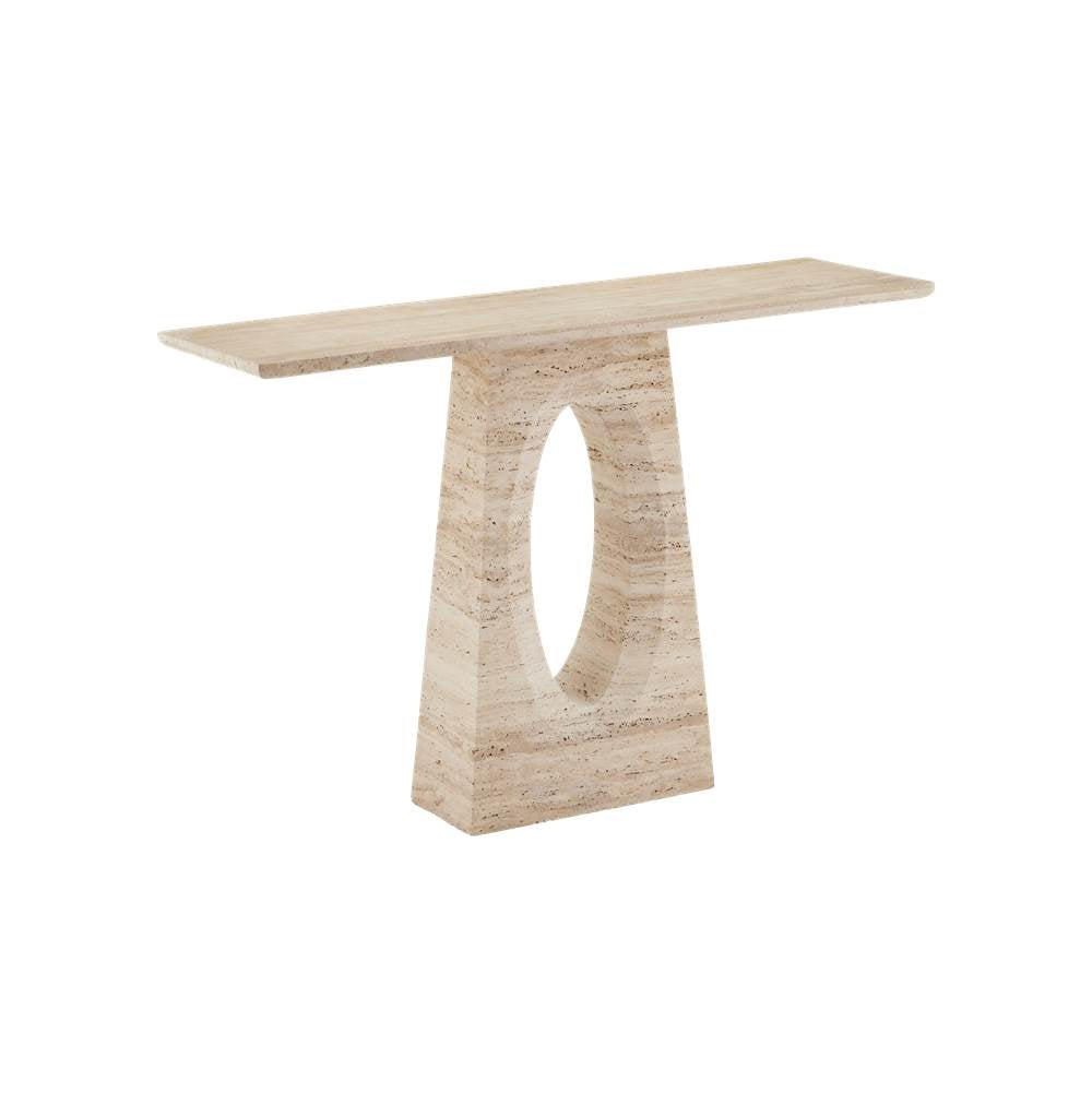 Currey And Company 3000-0286 Natural Beige Demi Travertine Console Table Image 1