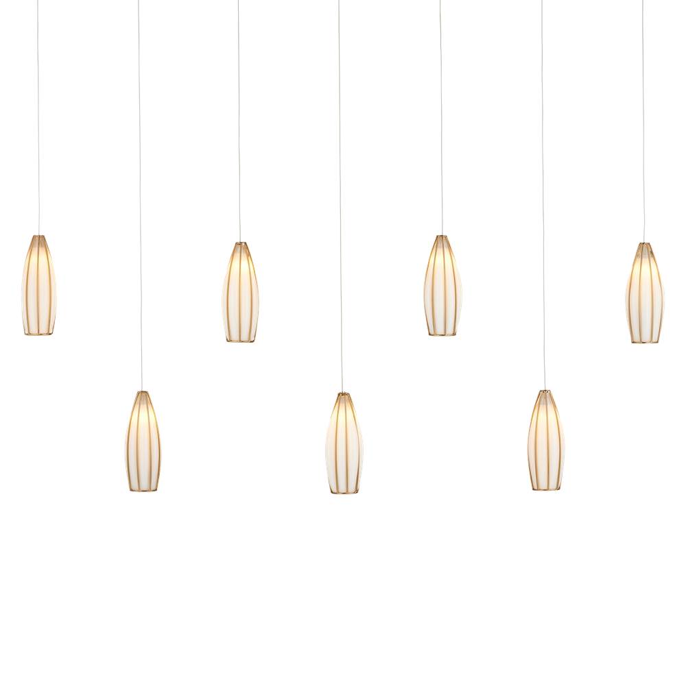 Currey And Company 9000-1192 White,Antique Brass,Silver Parish 7-light Rectangular Multi-drop Pendant Image 1