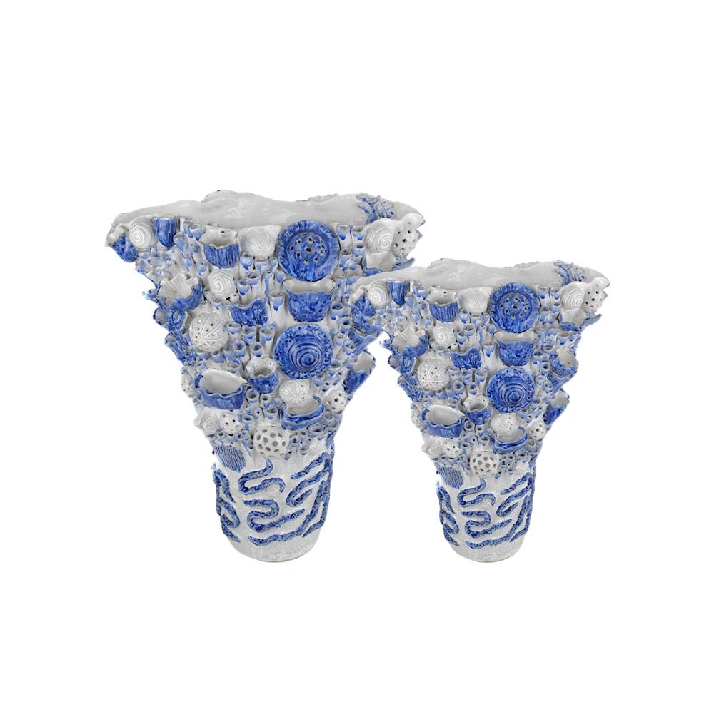 Currey And Company 1200-0967 White,Blue Coral Reef Large Vase Image 4
