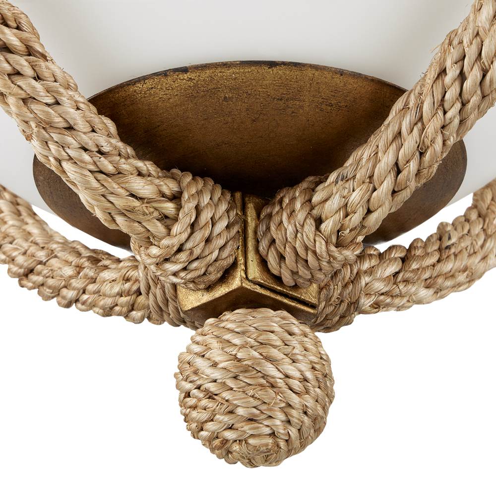 Currey And Company 9999-0069 Natural,Dorado Gold,Frosted White Passageway Rope Flush Mount Image 2