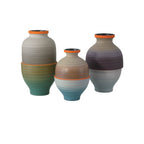 Currey And Company 1200-0930 Orange,Beige,Pale Gray,Yellow,Blue Happy 80's Gray, Beige, Orange And Blue Vase Set Of 3 Image 1