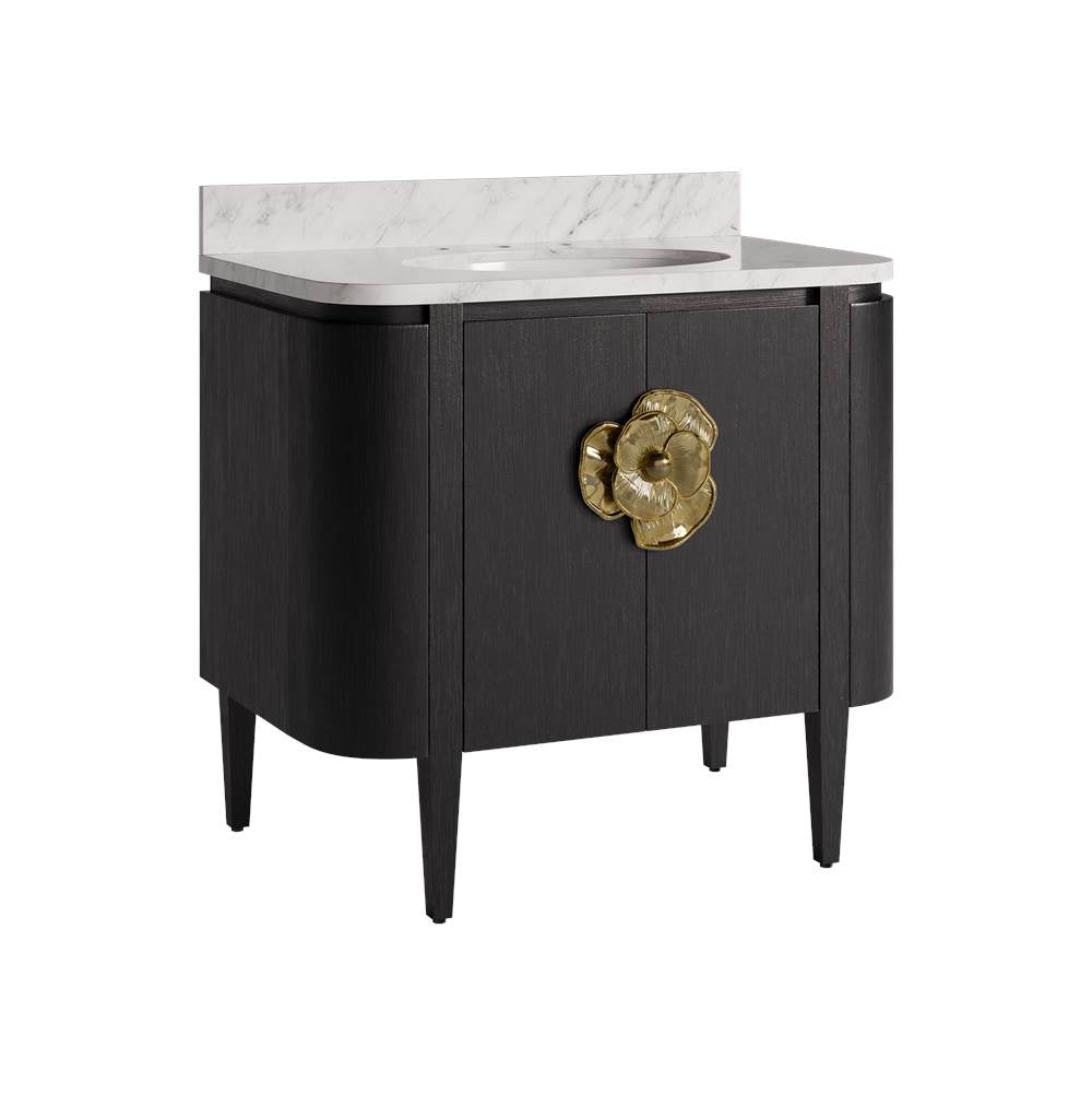 Currey And Company 3800-0017 Black Briallen 36'' Black Vanity With Oval Undermount Sink Image 5