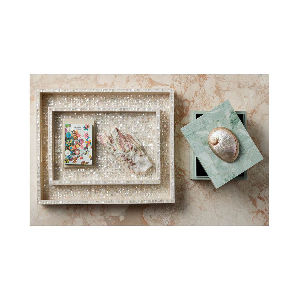 Currey And Company 1200-1020  Gerri Dot Mother Of Pearl Tray Set Of 2 Image 2