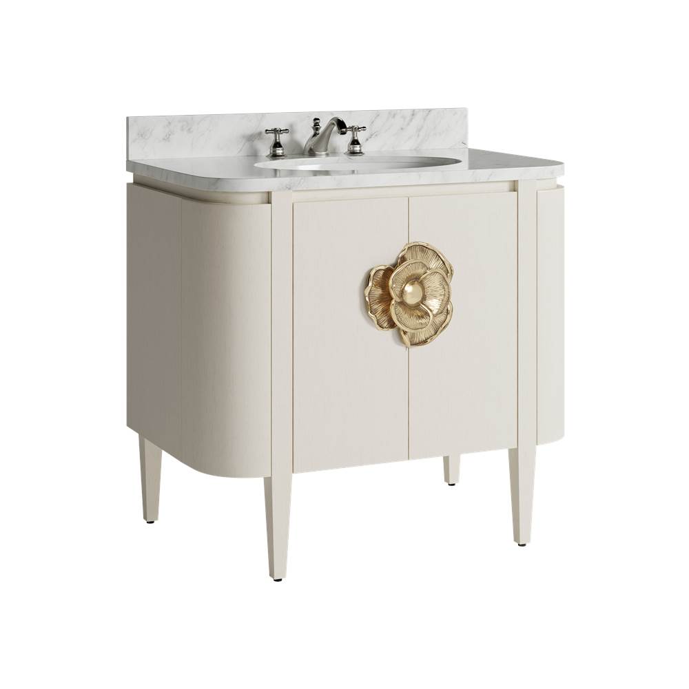 Currey And Company 3800-0016 White Briallen 36'' White Vanity With Oval Undermount Sink Image 1
