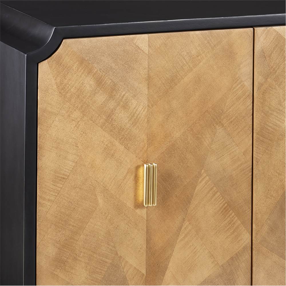 Currey And Company 3000-0271 Taupe,Caviar Black,Polished Brass,Black Kallista Taupe Credenza Image 3