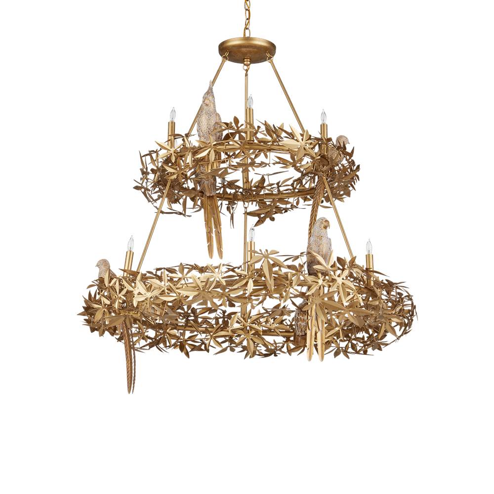 Currey And Company 9000-1321 Gold Aviary Gold Two-tier Chandelier Image 6