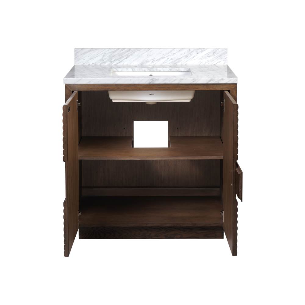 Currey And Company 3800-0012  Morombe 36'' Cocoa Marble Vanity With Rectangular Undermount Sink Image 3