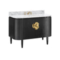 Currey And Company 3800-0001 Caviar Black,Natural,White,Light Antique Brass Briallen 48'' Black Vanity With Oval Undermount Sink Image 1