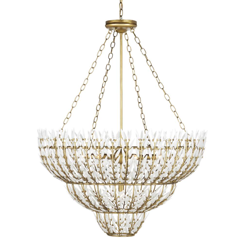 Currey And Company 9000-1099 Brass,White Magnum Opus Large Chandelier Image 1