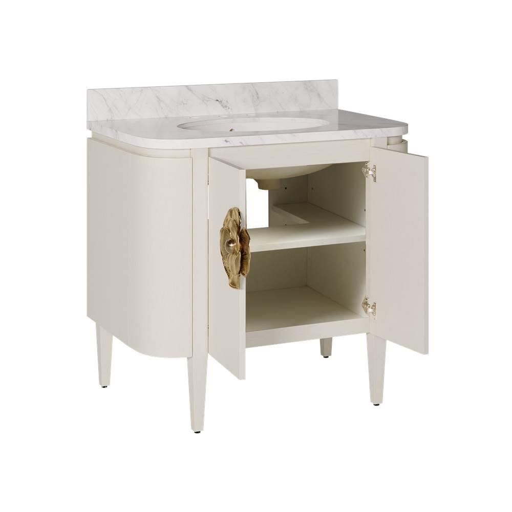 Currey And Company 3800-0016 White Briallen 36'' White Vanity With Oval Undermount Sink Image 4
