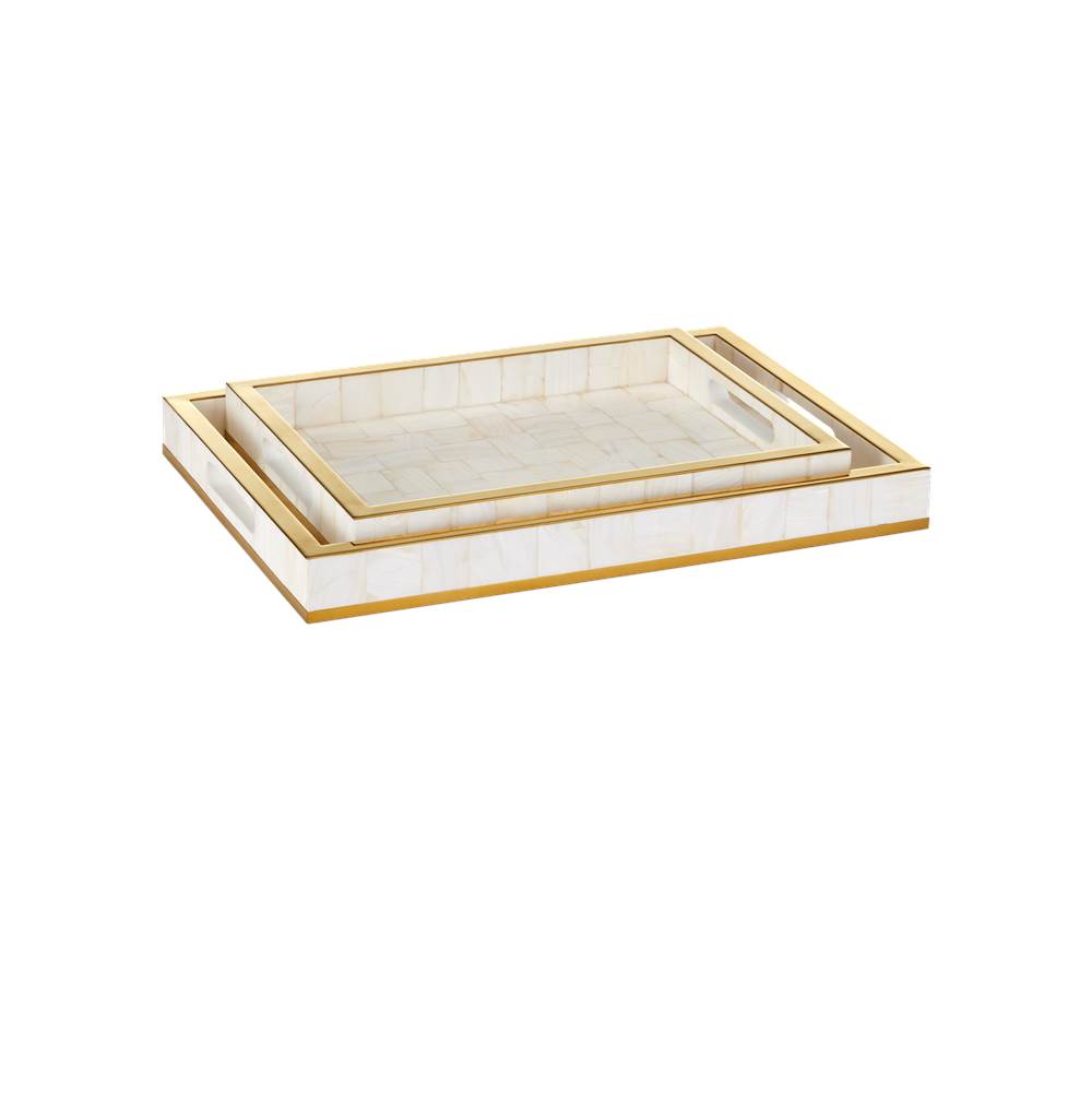 Currey And Company 1200-1021  Casey Mother Of Pearl Tray Set Of 2 Image 1