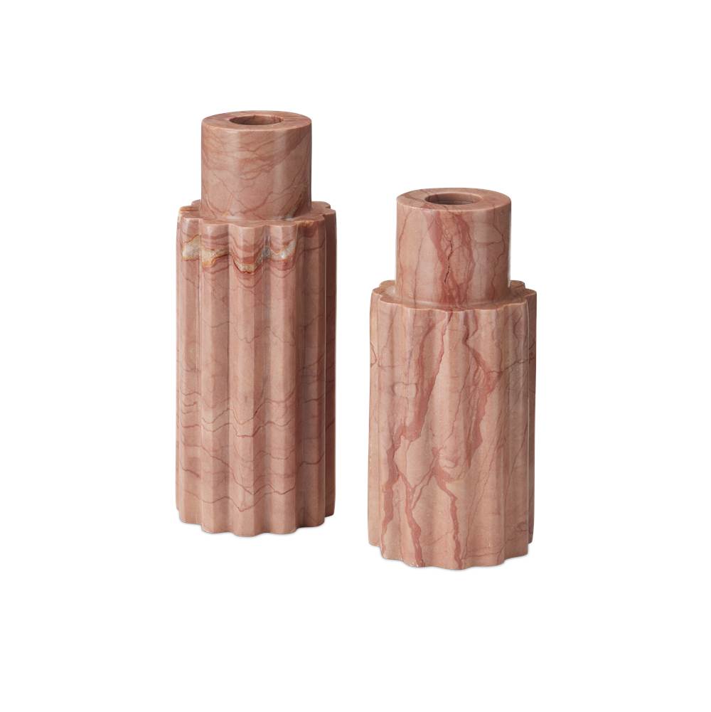 Currey And Company 1200-0953 Natural Penrose Pink Candle Holder Set Of 2 Image 1
