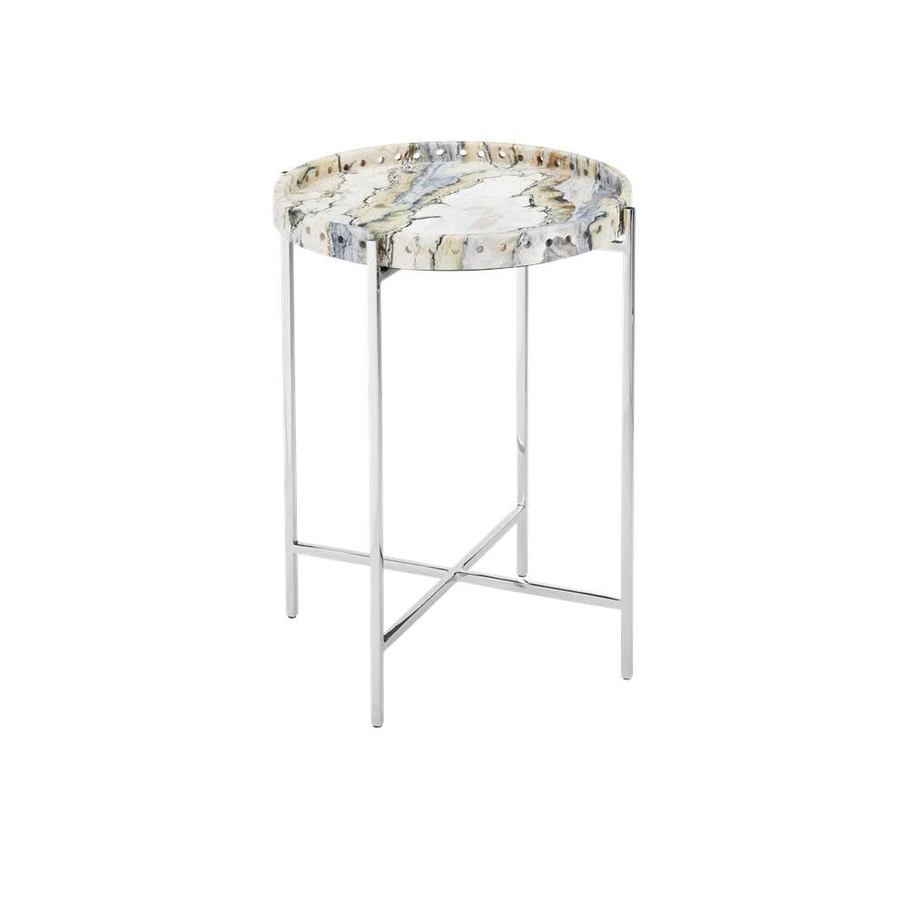 Currey And Company 4000-0242  Freya Floral Jade Marble Accent Table Image 1