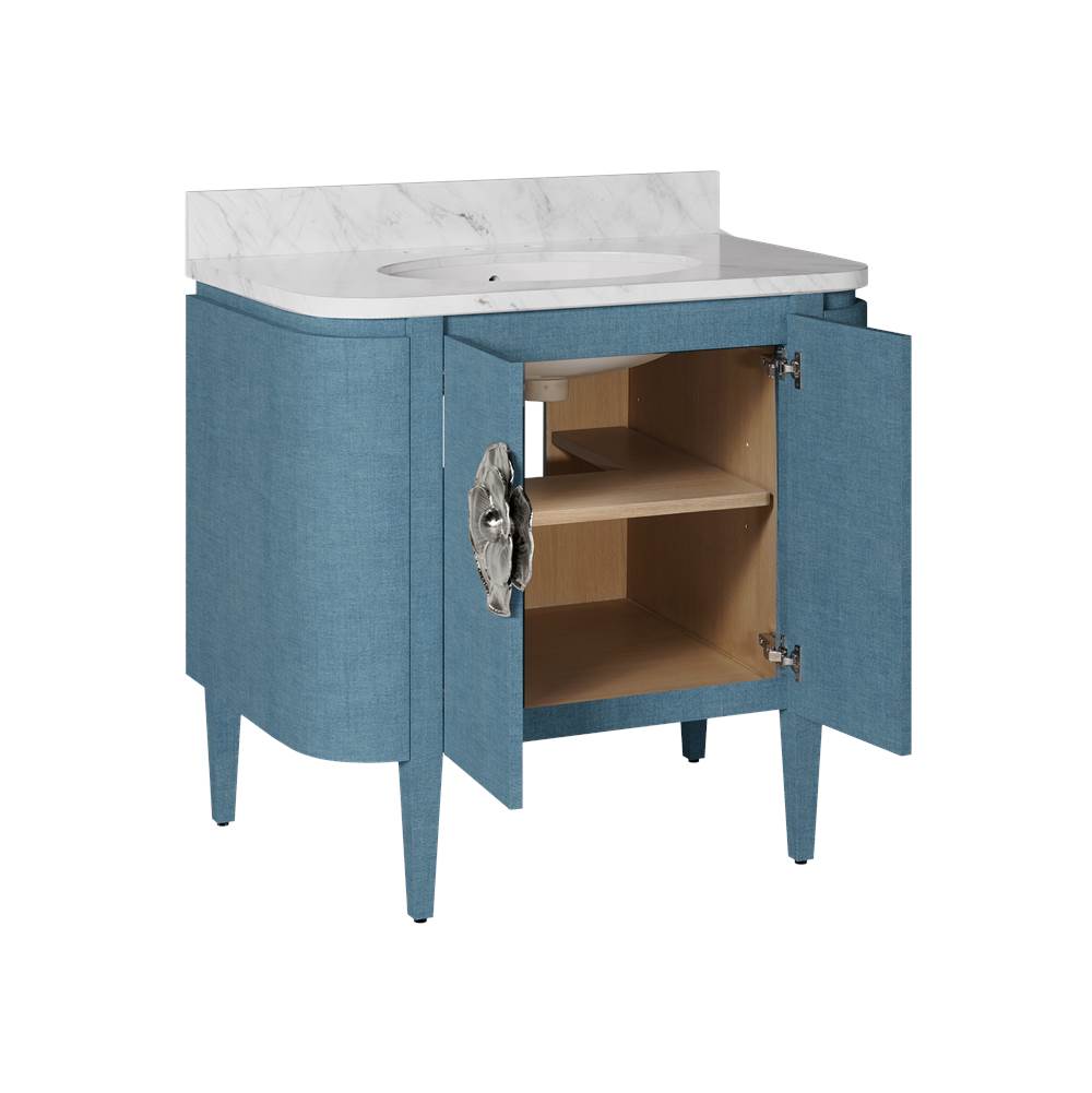 Currey And Company 3800-0015 Blue Briallen 36'' Blue Vanity With Oval Undermount Sink Image 4