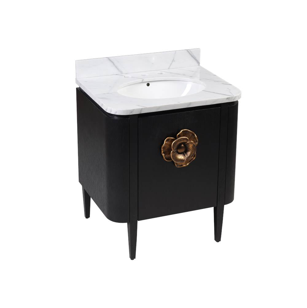 Currey And Company 3800-0003 Caviar Black,Natural,White,Light Antique Brass Briallen 30'' Black Vanity With Oval Undermount Sink Image 6