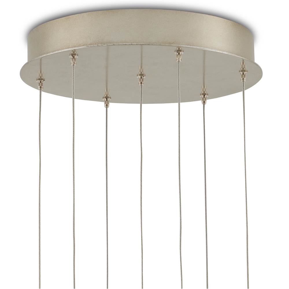 Currey And Company 9000-1188 White,Antique Brass,Silver Parish 15-light Round Multi-drop Pendant Image 2