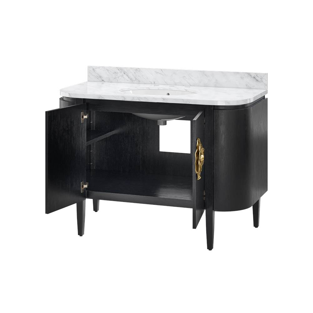 Currey And Company 3800-0001 Caviar Black,Natural,White,Light Antique Brass Briallen 48'' Black Vanity With Oval Undermount Sink Image 4