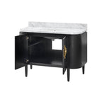 Currey And Company 3800-0001 Caviar Black,Natural,White,Light Antique Brass Briallen 48'' Black Vanity With Oval Undermount Sink Image 4