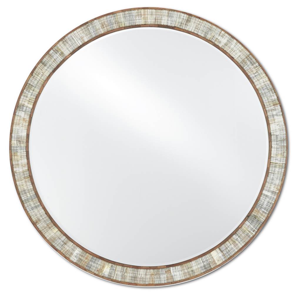 Currey And Company 1000-0070 Chiseled Horn,Natural,Mirror Hyson Round Mirror Image 1