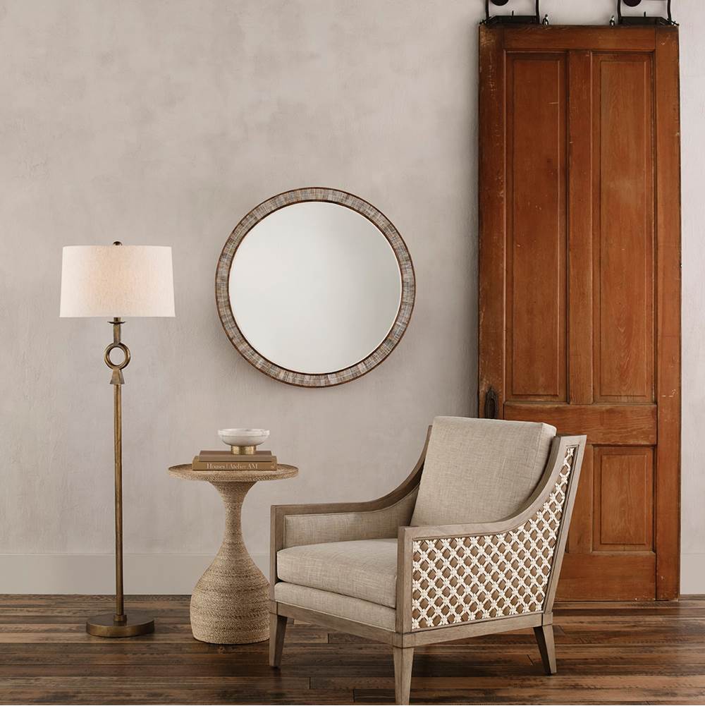 Currey And Company 1000-0070 Chiseled Horn,Natural,Mirror Hyson Round Mirror Image 2