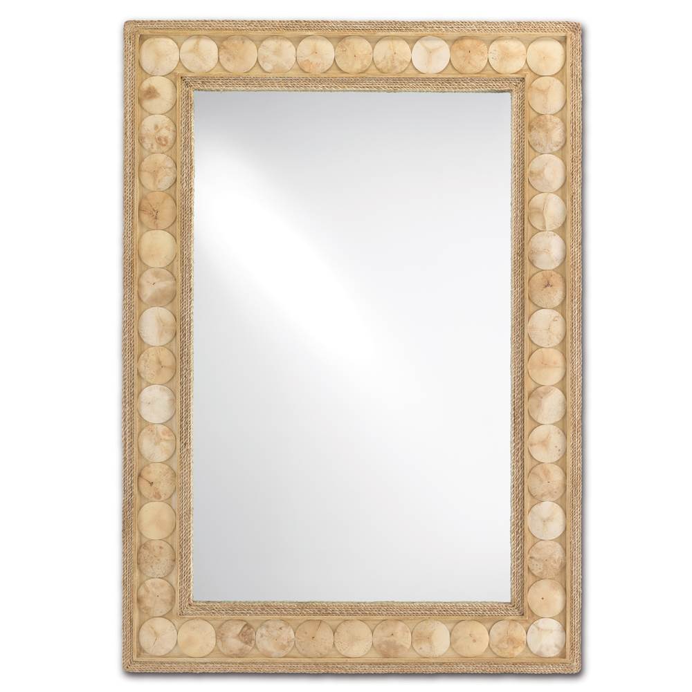 Currey And Company 1000-0099 Stra,Natural Abaca Rope,Coco Shell,Mirror Buko Rectangular Mirror Image 1