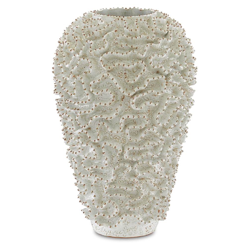 Currey And Company 1200-0297 White,Gold Swirl Large Vase Image 1
