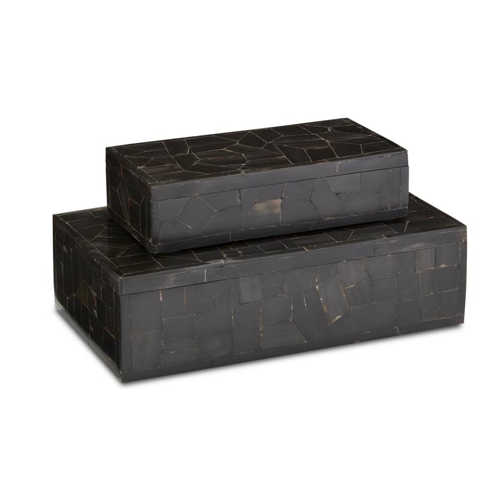 Currey And Company 1200-0452 Black Black Bone Mosaic Box Set Of 2 Image 1