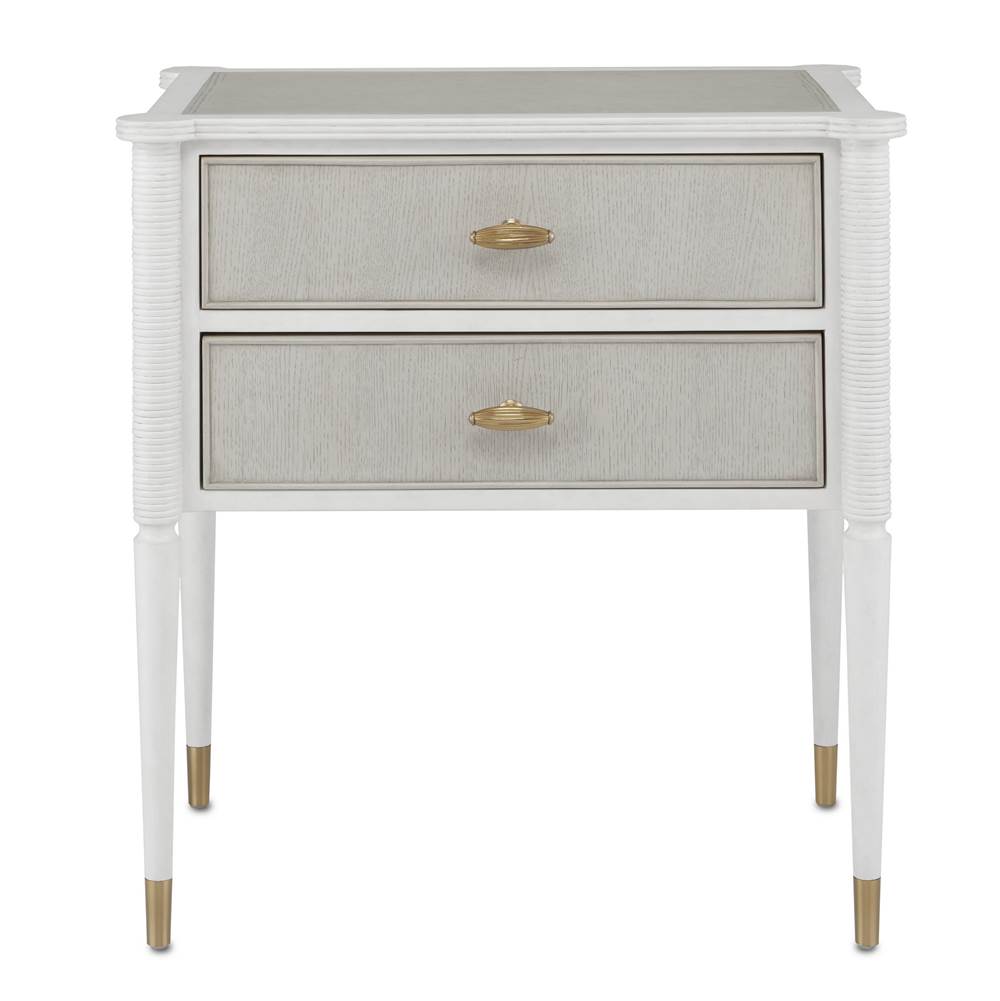 Currey And Company 3000-0191 Off White,Fog,Brass Aster Nightstand Image 1