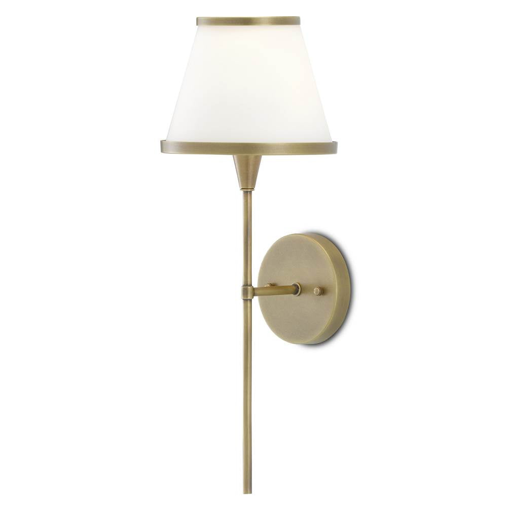Currey And Company 5800-0001 Antique Brass,Opaque Glass Brimsley Brass Wall Sconce Image 2