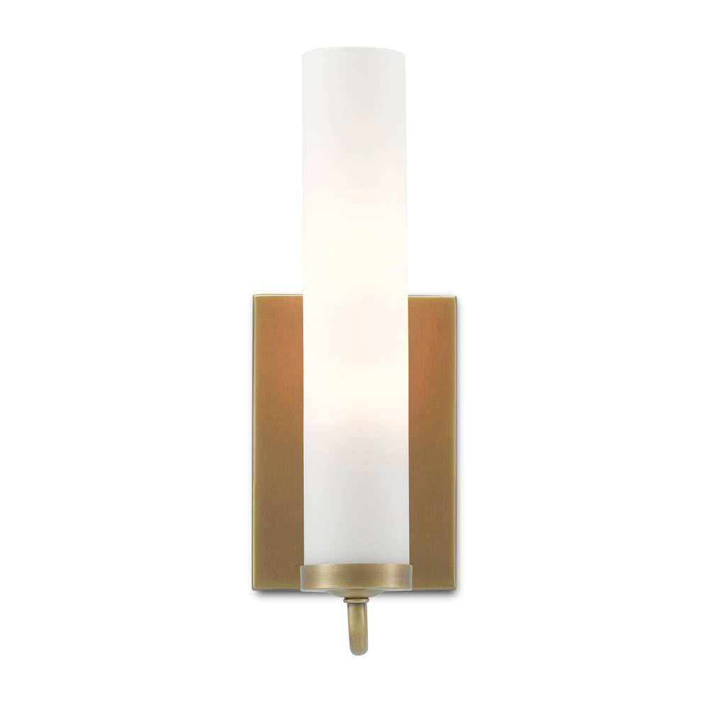 Currey And Company 5800-0010 Antique Brass,Opaque Glass Brindisi Brass Wall Sconce Image 1