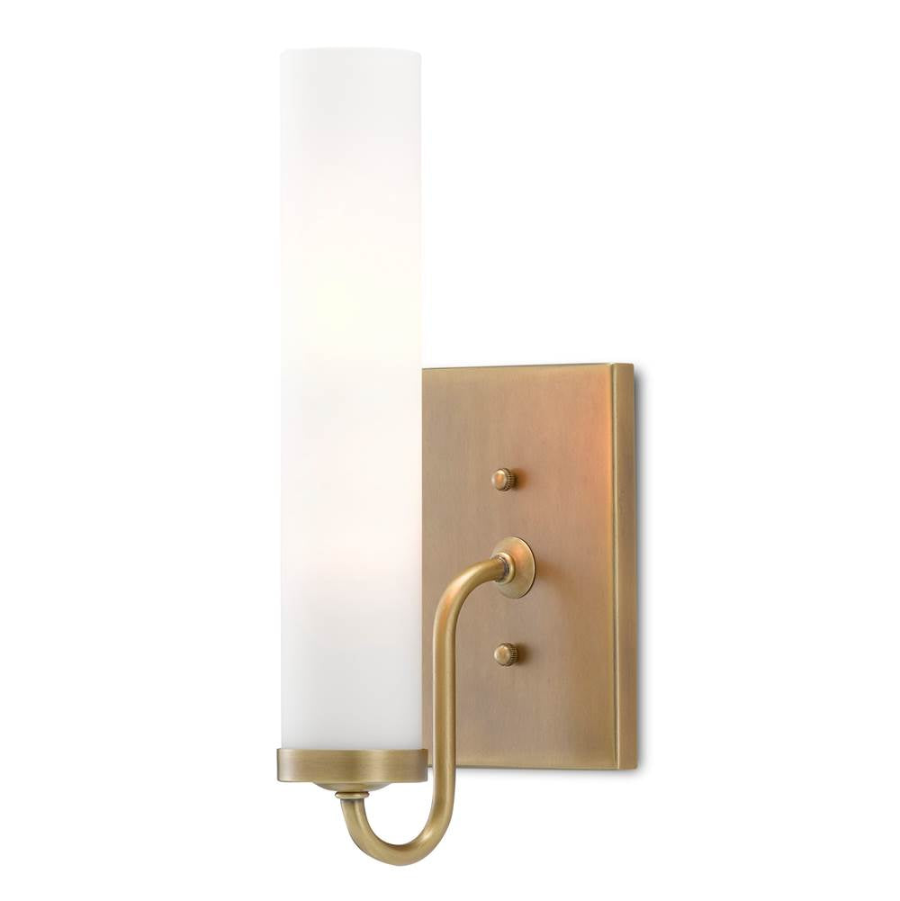 Currey And Company 5800-0010 Antique Brass,Opaque Glass Brindisi Brass Wall Sconce Image 3