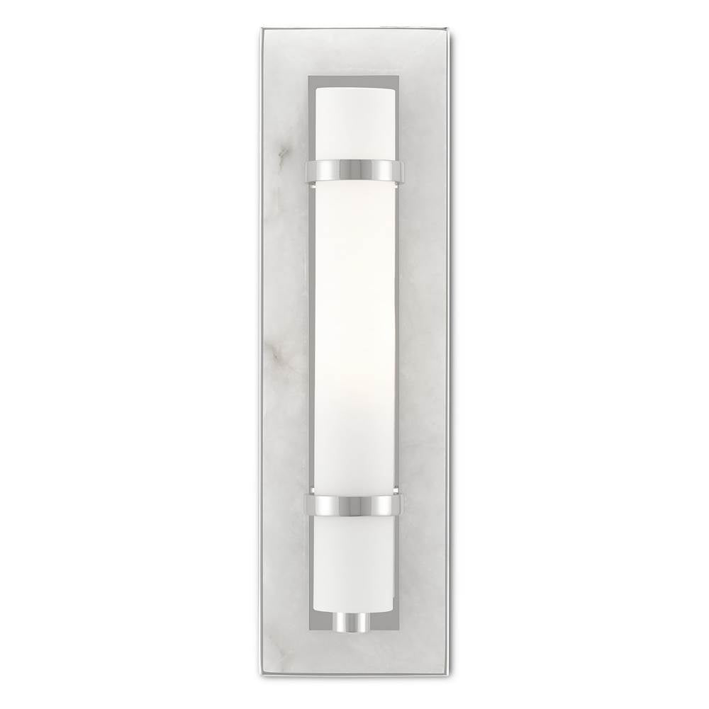 Currey And Company 5800-0017 Natural Alabaster,Polished Nickel,Opaque,White Bruneau Nickel Wall Sconce Image 1