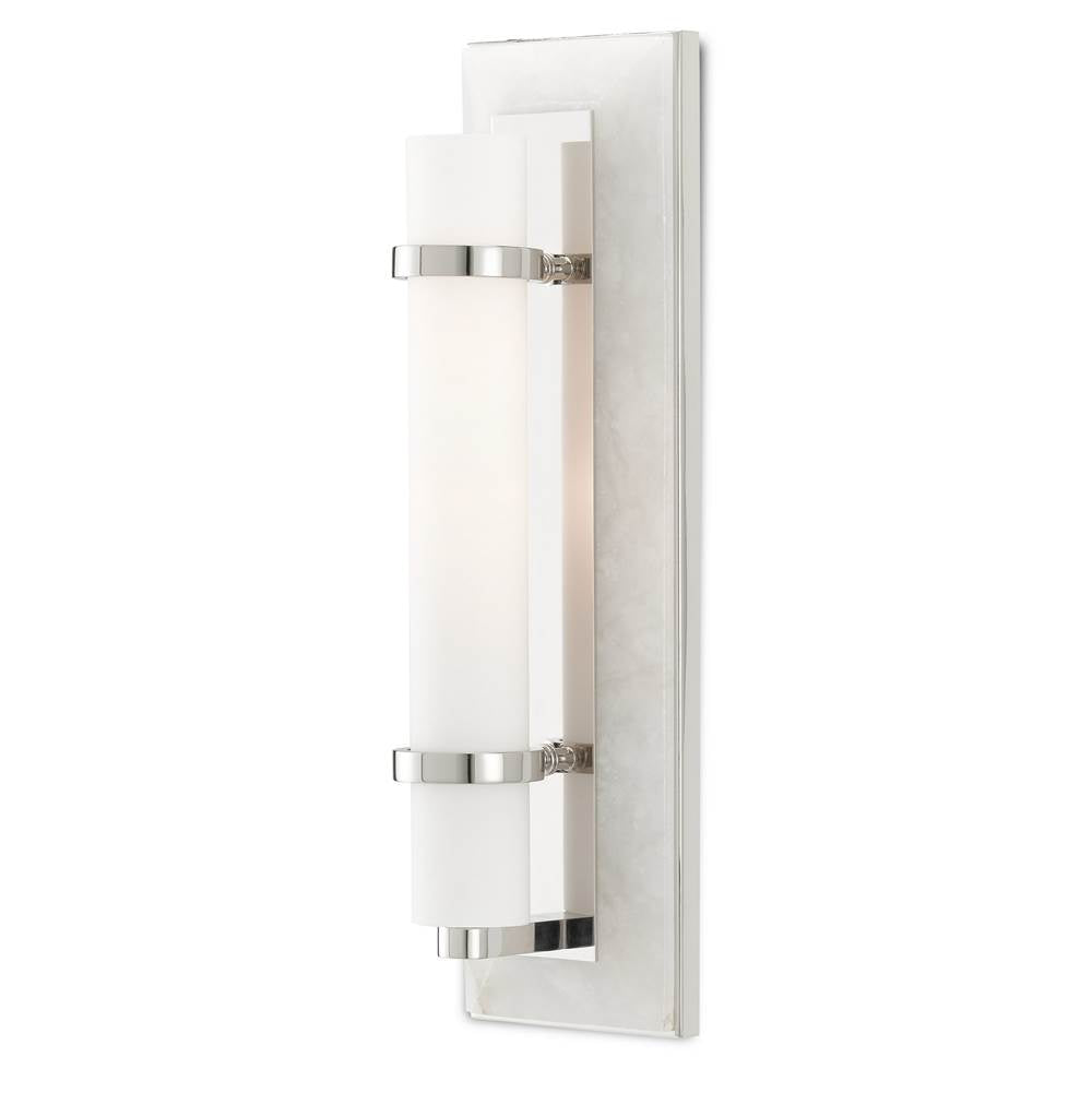 Currey And Company 5800-0017 Natural Alabaster,Polished Nickel,Opaque,White Bruneau Nickel Wall Sconce Image 3