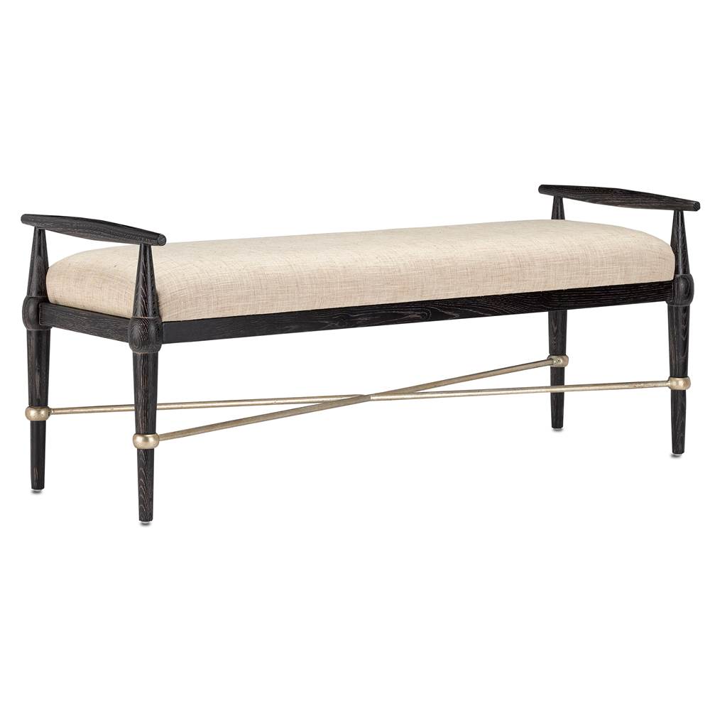 Currey And Company 7000-0052 Ebonized Taupe,Silver Granello Perrin Natural Bench Image 1