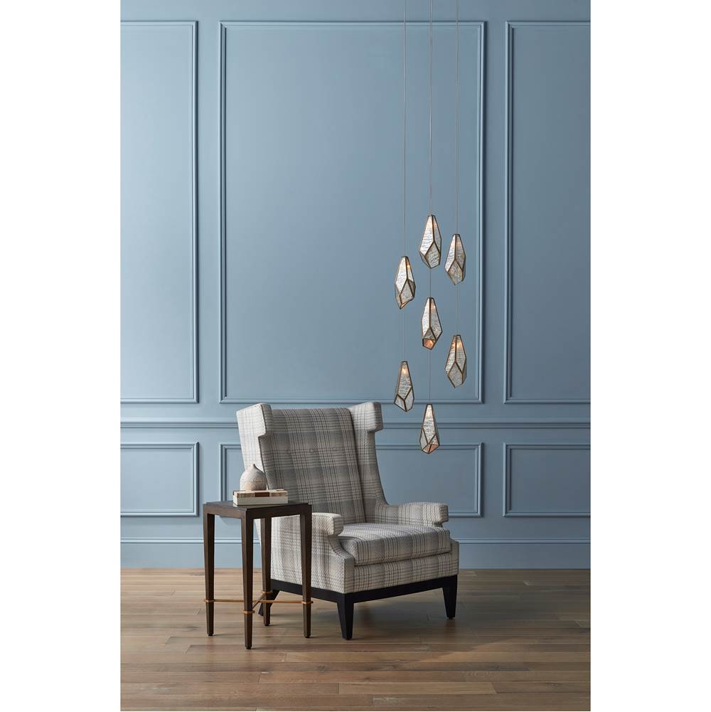 Currey And Company 9000-0704 Painted Silver,Antique Brass Glace 7-light Multi-drop Pendant Image 2