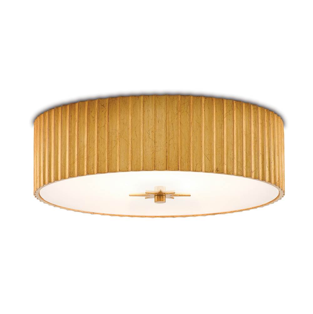 Currey And Company 9999-0053 Gold Leaf,Frosted Glass Caravel Flush Mount Image 1