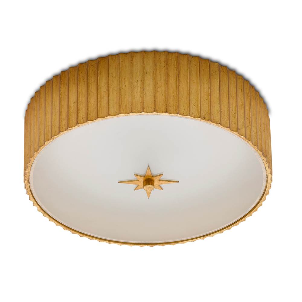 Currey And Company 9999-0053 Gold Leaf,Frosted Glass Caravel Flush Mount Image 2