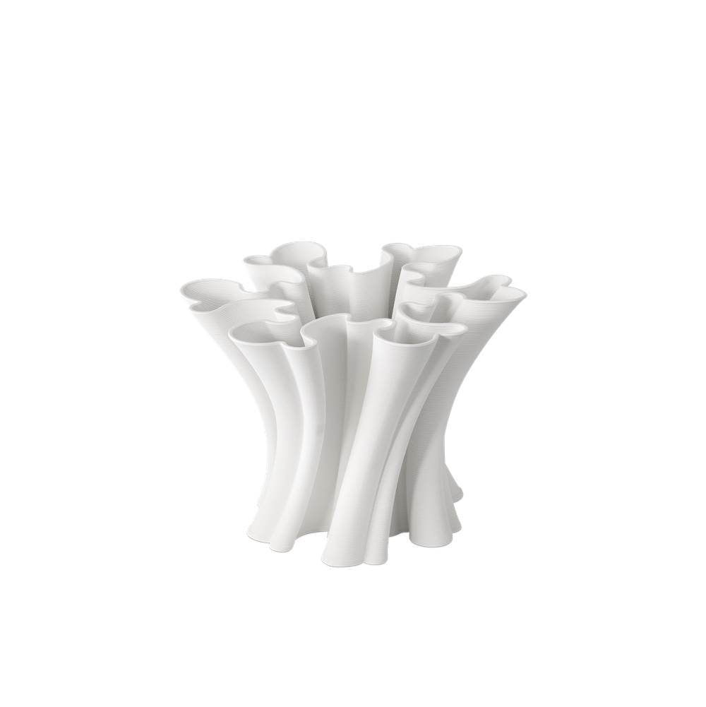Currey And Company 1200-0935 White Godet Twist White Vase Image 1