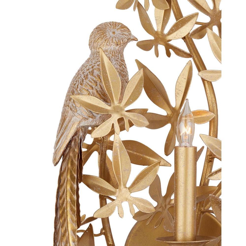 Currey And Company 5000-0281 Gold Aviary Gold Wall Sconce, Left Image 4