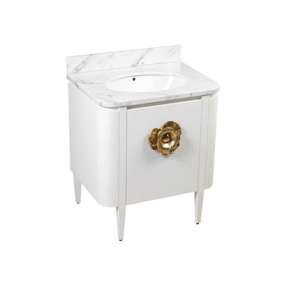 Currey And Company 3800-0004 Cerused White,Natural,White,Polished Brass Briallen 30'' White Vanity With Oval Undermount Sink Image 2