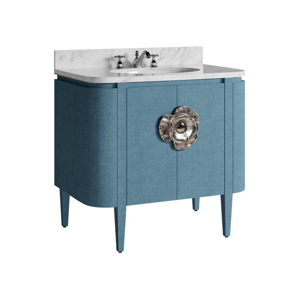 Currey And Company 3800-0015 Blue Briallen 36'' Blue Vanity With Oval Undermount Sink Image 1